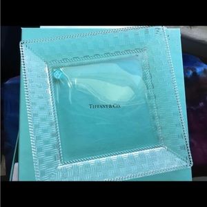 NIB Tiffany & Co. Crystal Woven Square Basket Weave Plate Platter 8" x 8" NEW